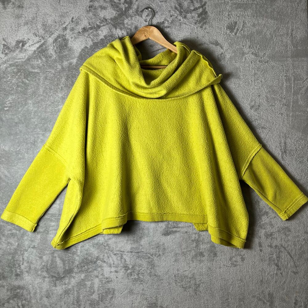 Free People Neon Chartreuse Oversized Funnel Neck Sweater